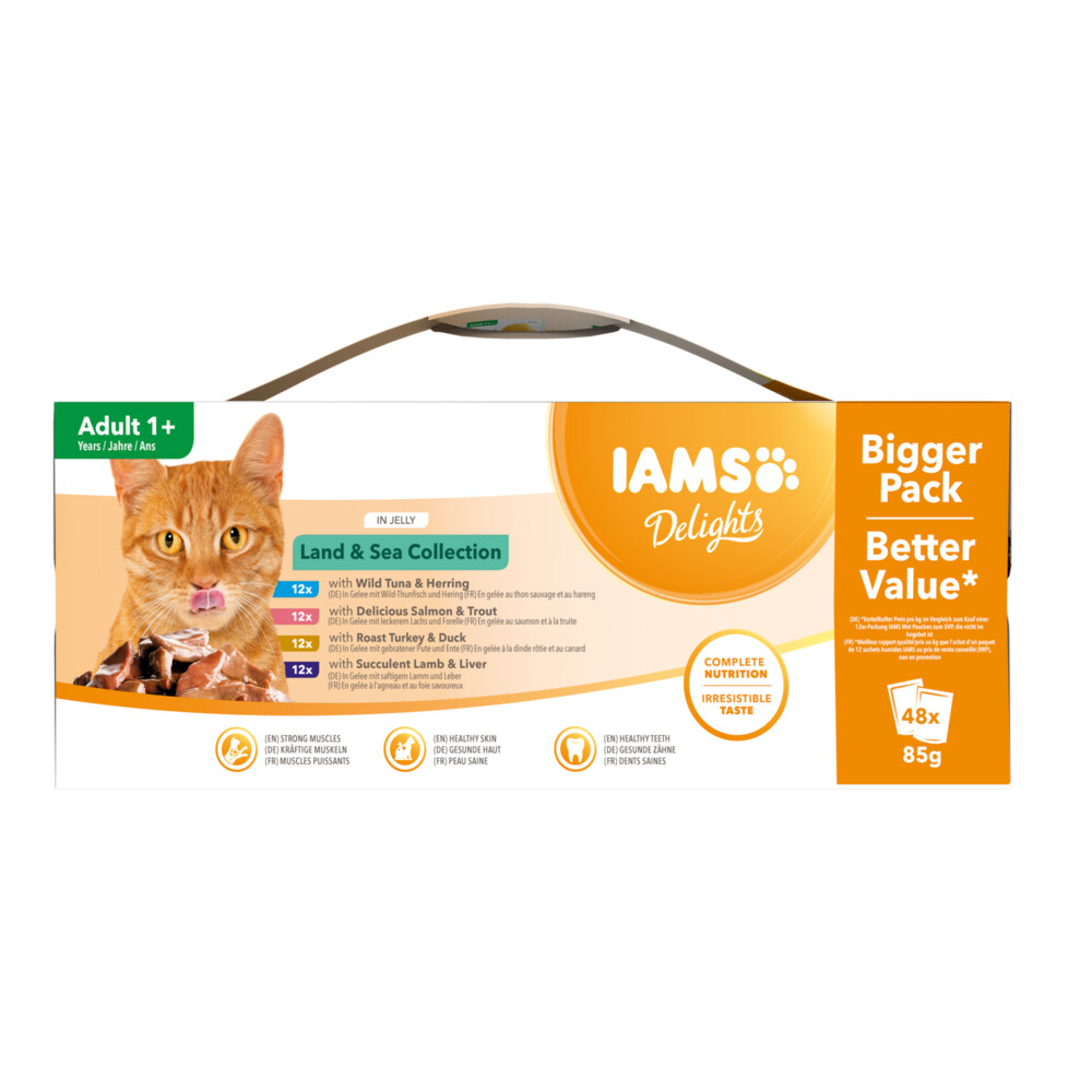 Iams Delights Land - Sea in Gelei48 x 85 gr
