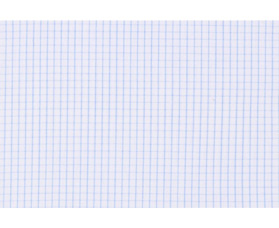Chemise coton blanche carreaux fins bleus - BONIFACE