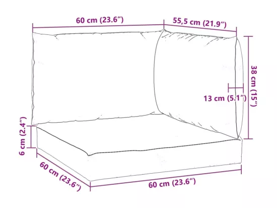 Coussins de palette 3 pièces rouge tissu oxford