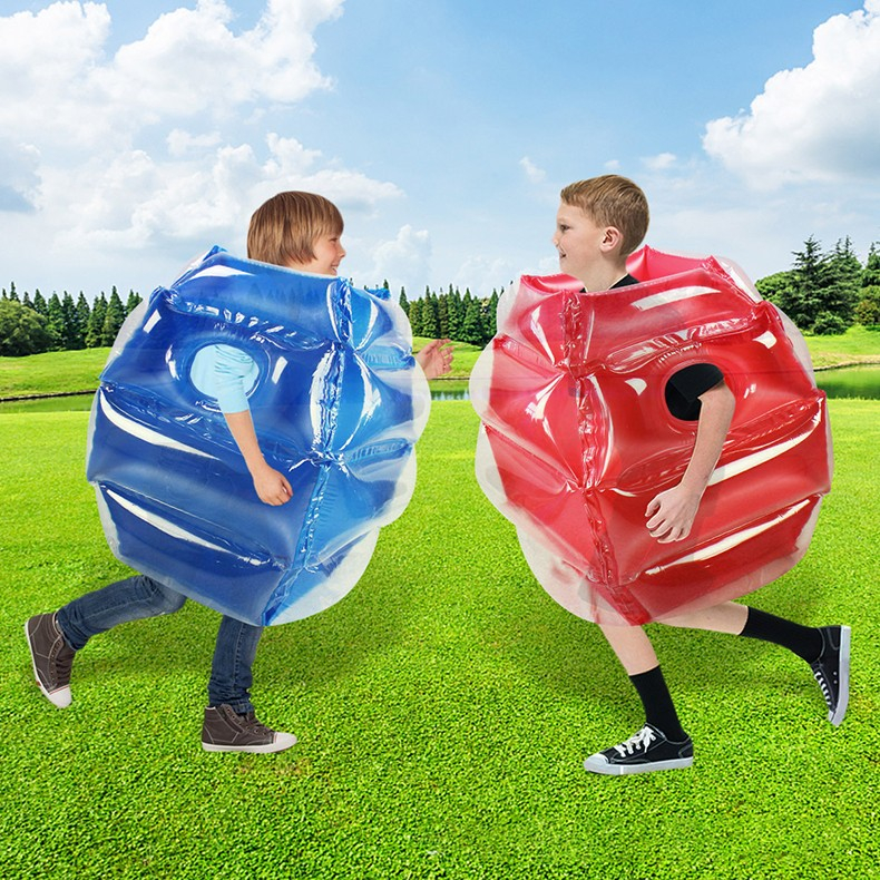 (2er Set) Aufblasbare Sumo Bälle Ganzkörper Bubble Soccer Spiel für Kinder - Rot / Blau