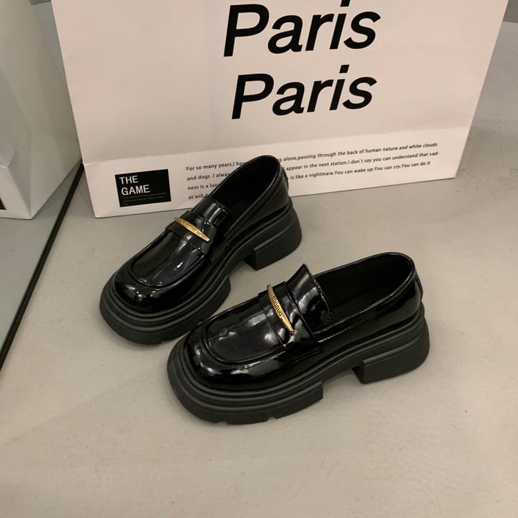 Asterisk - Loafers met plateauzool en dikke hak van imitatieleer