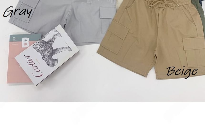 SeoulPop - Effen cargoshorts met trekkoordtaille