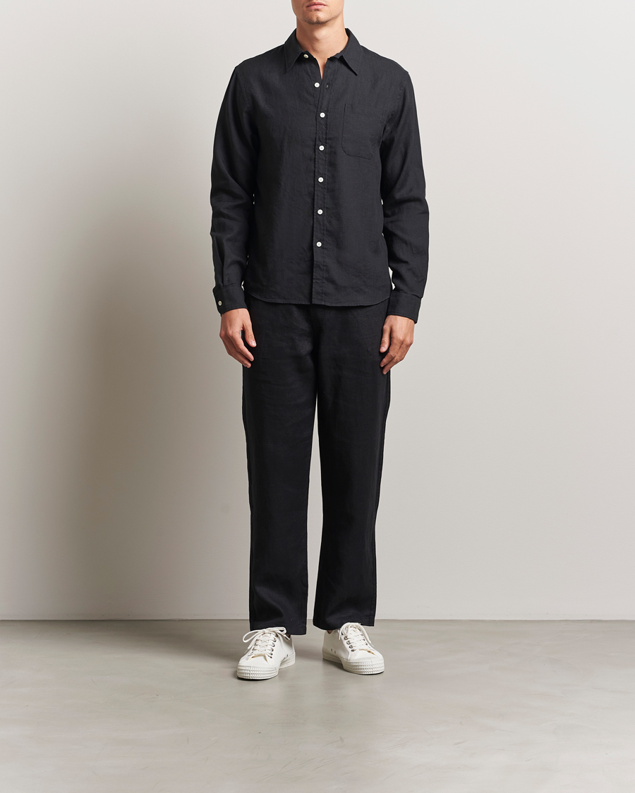 Colorful Standard Garment Dyed Linen Shirt Deep Black