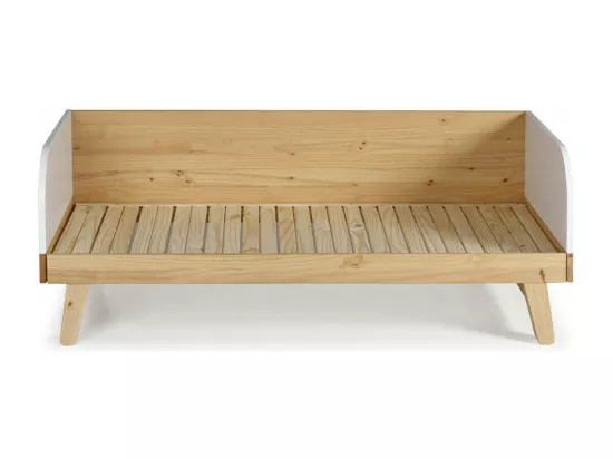 Lit gigogne 80x200 cm panneaux de fibres blanc et bois AMI
