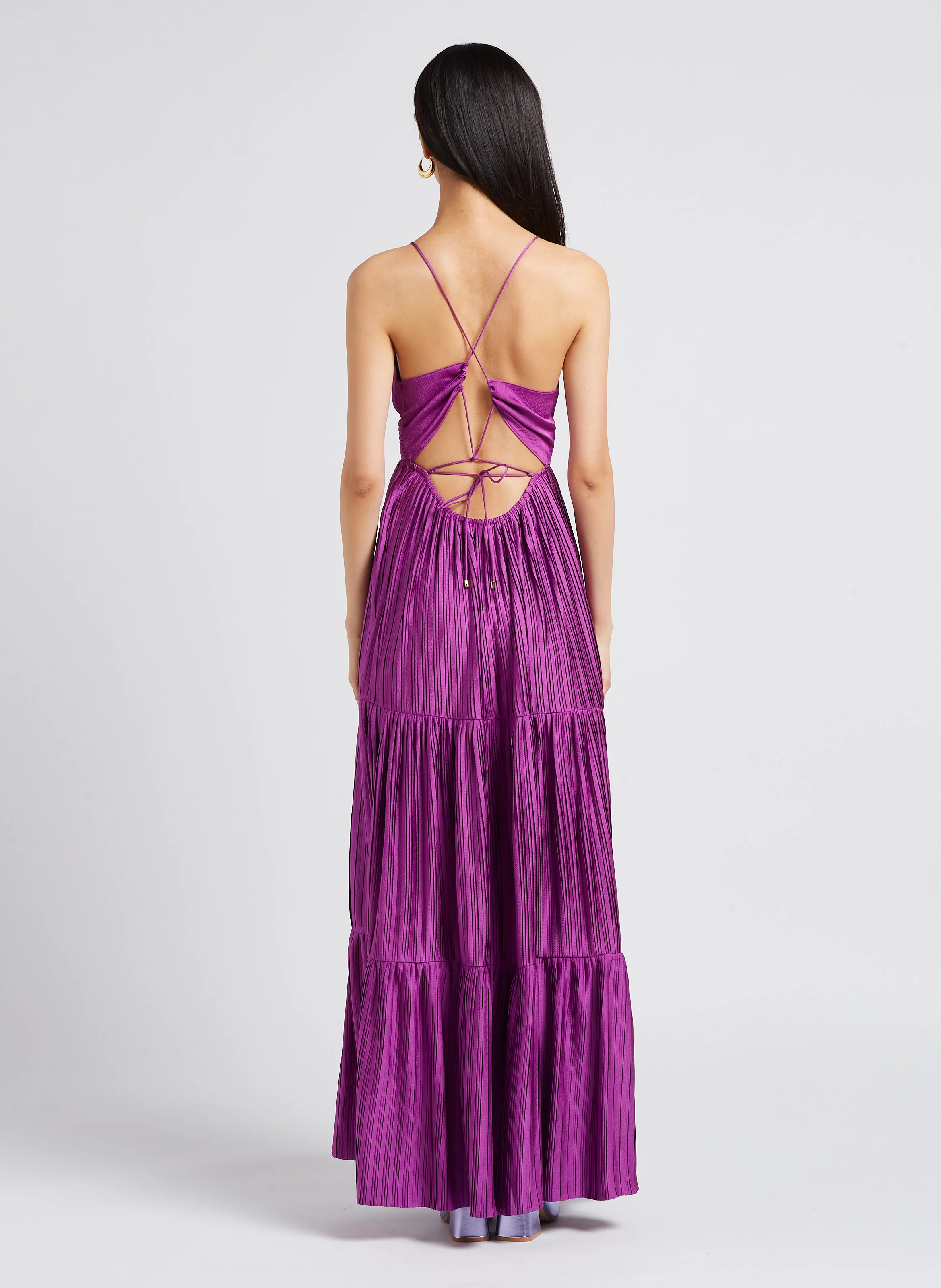 WASTA - Robe longue plissée satinée | Violet
