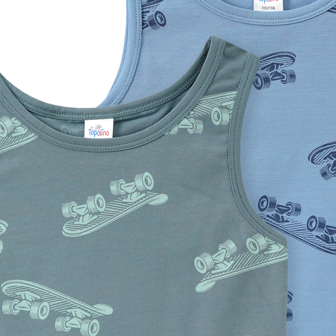 Topolino 2 Jungen Unterhemden mit Bio-Baumwolle dunkelgrün / blau