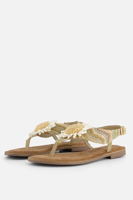Lazamani Sandalen Flower beige Leer