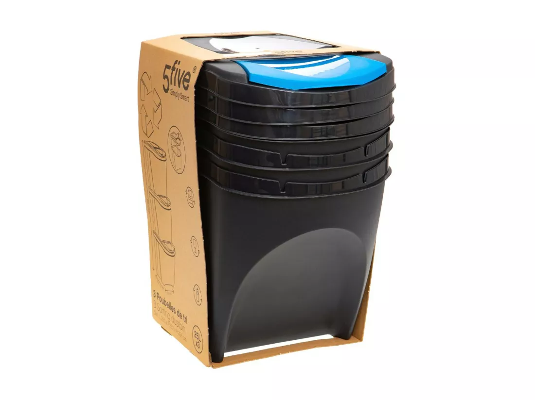 Poubelle de tri en plastique - 25 L par poubelle - Gris