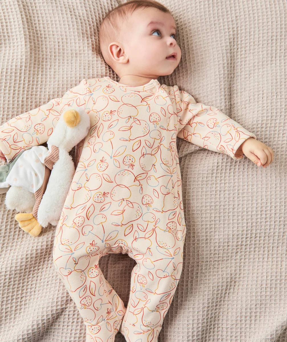 DORS BIEN BÉBÉ EN FIBRES RECYCLÉES ROSE IMPRIMÉ FRUITS