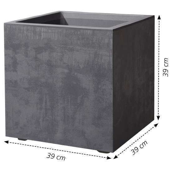 Pot carré Millenium en plastique Anthracite L.39 x l.39 x H.39cm