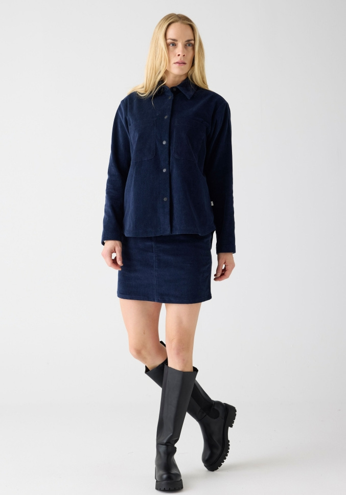 Knowledge Cotton Apparel Cord-Rock Corduroy Skirt Night Sky