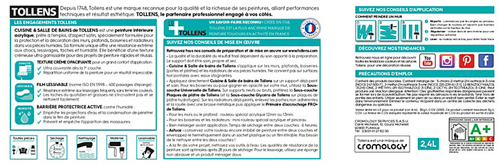 Peinture Cuisine et salle de bains Tollens gris Galet d'Etretat 2L+20%