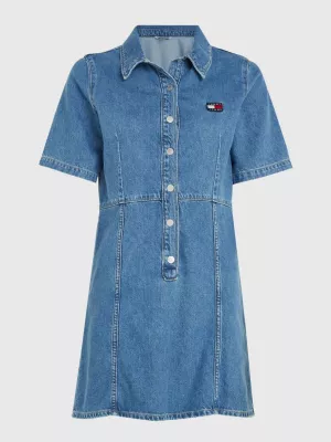 Vestido jeans justo de manga curta