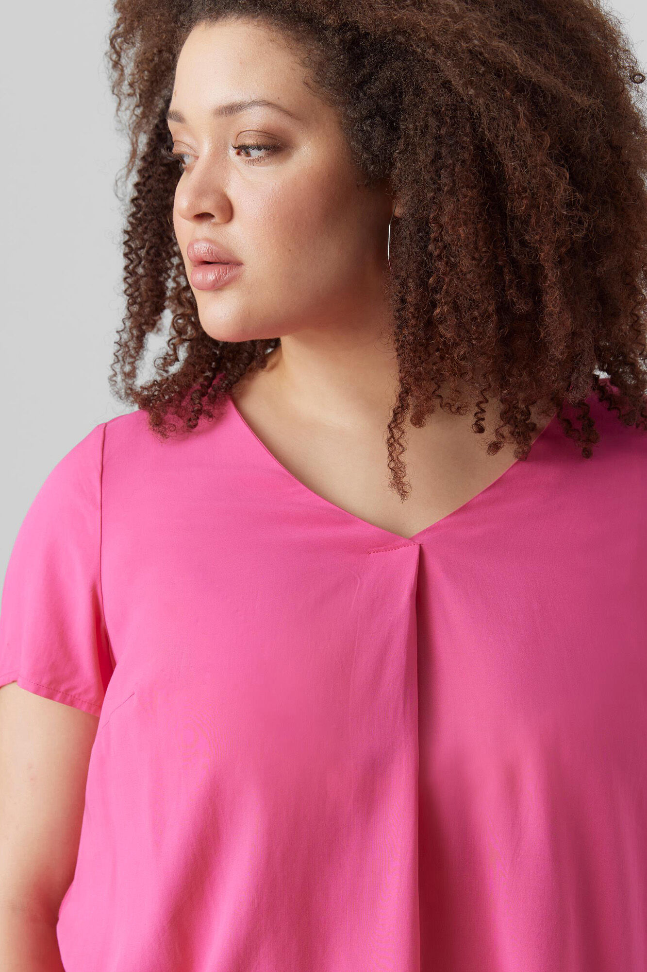 Blusa básica de manga curta Curve - Rosa