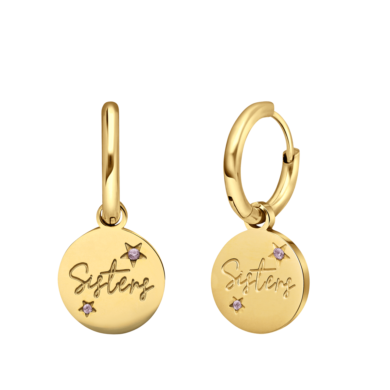 Stalen goldplated oorringen sisters