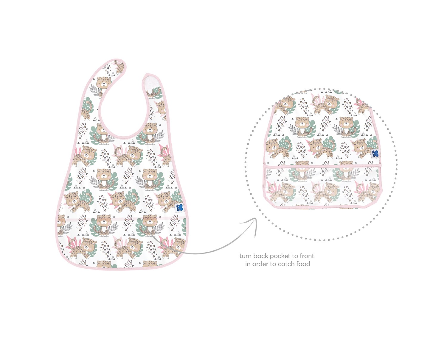 Kikkaboo Babylatz Savanna EVA-Material Klettverschluss, wasserfest, Krümelschutz rosa