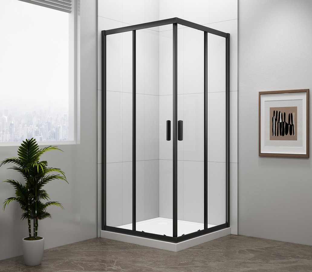 Polysan Easy Black vierkante douchecabine 90x90cm zwart mat