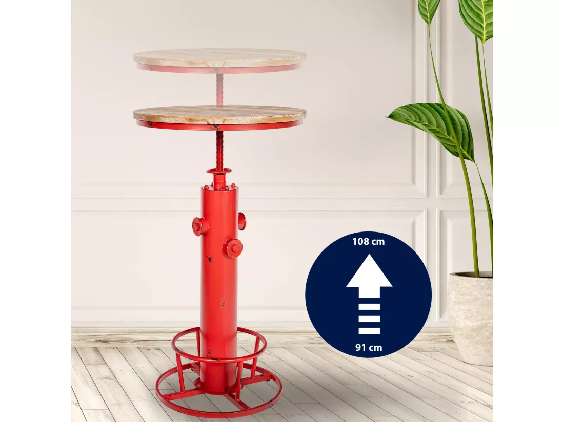 Lot de 2 Table haute - rond Ø 54 cm - Métal - Rouge - Ruhr