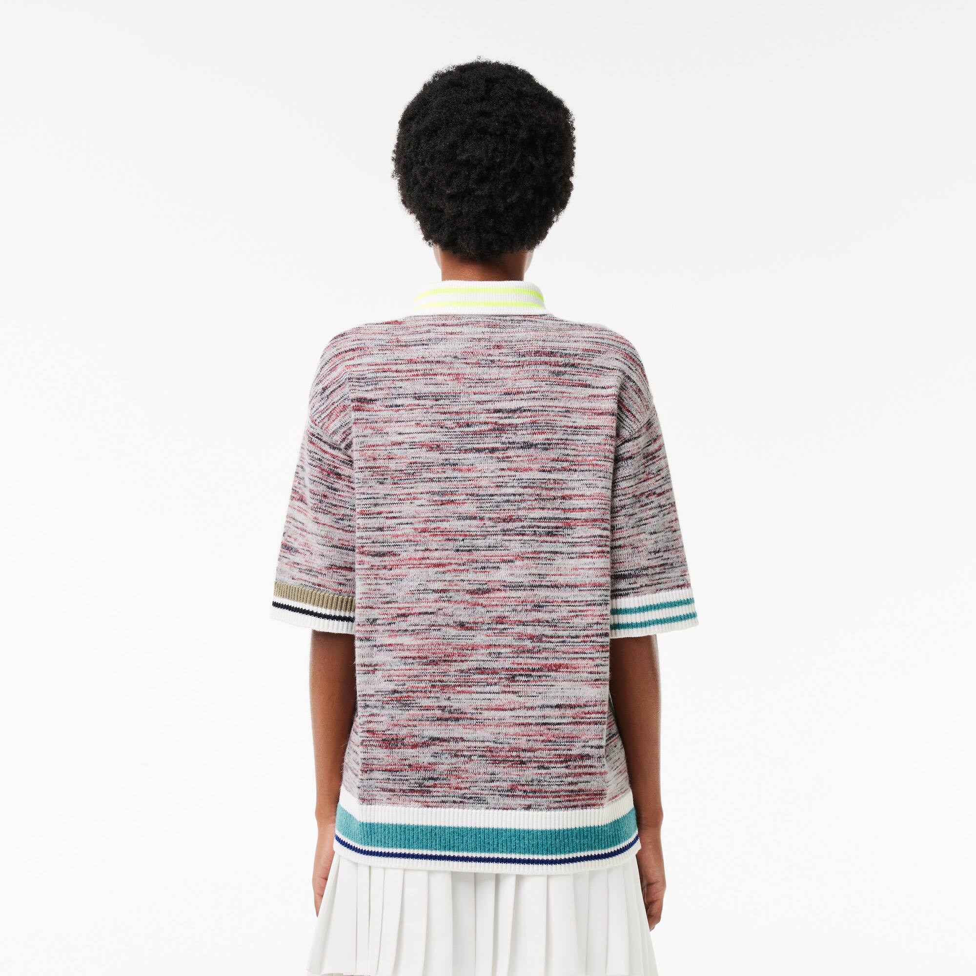 Pullover mit Polokragen in Baumwoll und Alpaca-Mischung Pullover - Weiss - Lacoste - Damen