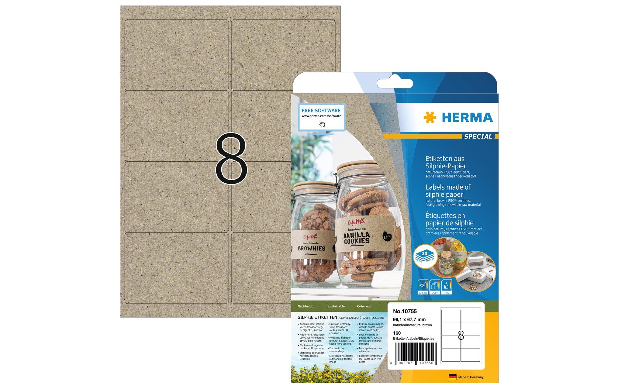 Universal-Etiketten 99.1 x 67.7 mm, 20 Blatt, BraunSilphieetiketten