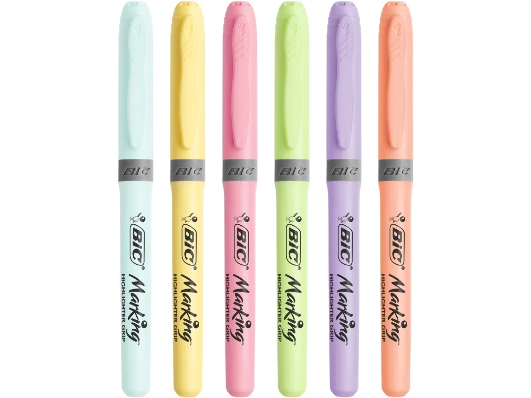 Overstregningspen BIC Highlighter Grip orange med skrå spids - (12 stk.)