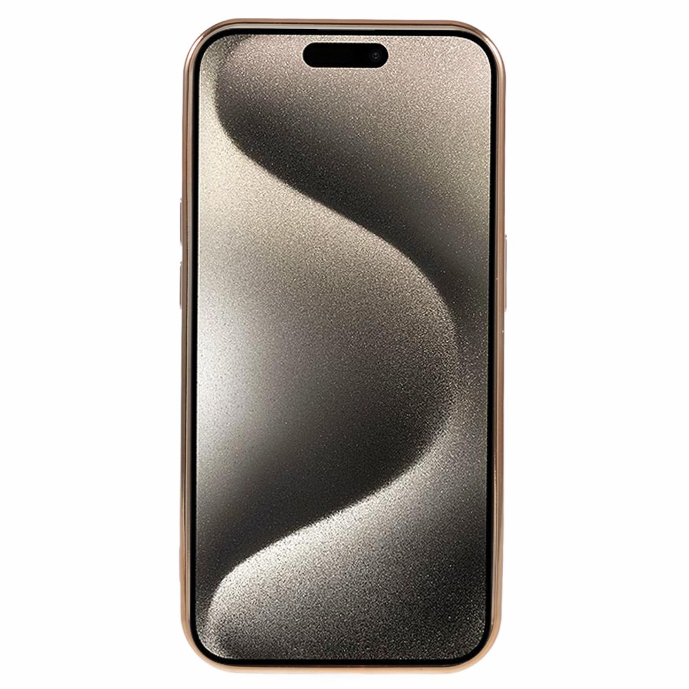 iPhone 15 Pro Max MagSafe Gummi Case Hülle Galvanisierter Rahmen im Mechanischen Zahnrad Design   Kameraglasschutz - Gold