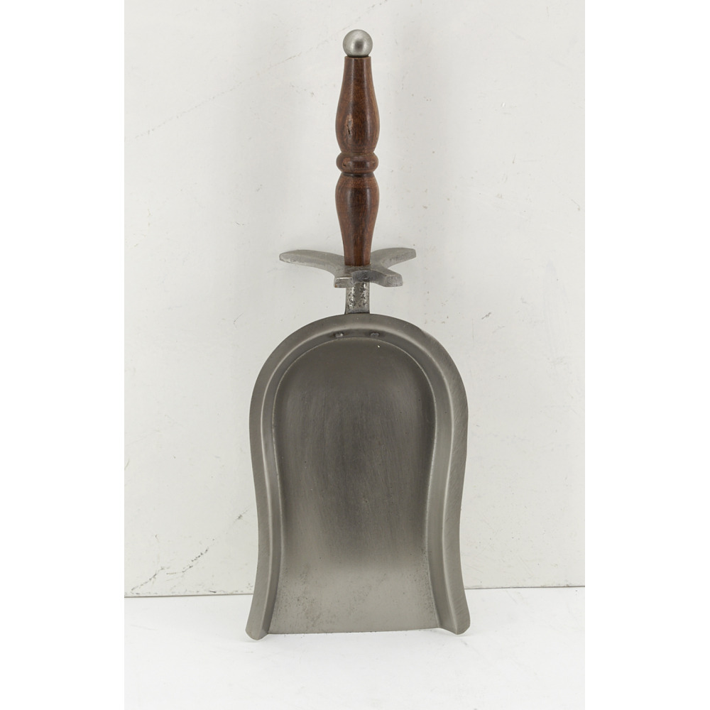 Pelle et balayette pour cheminée en étain et bois (lot de 2)