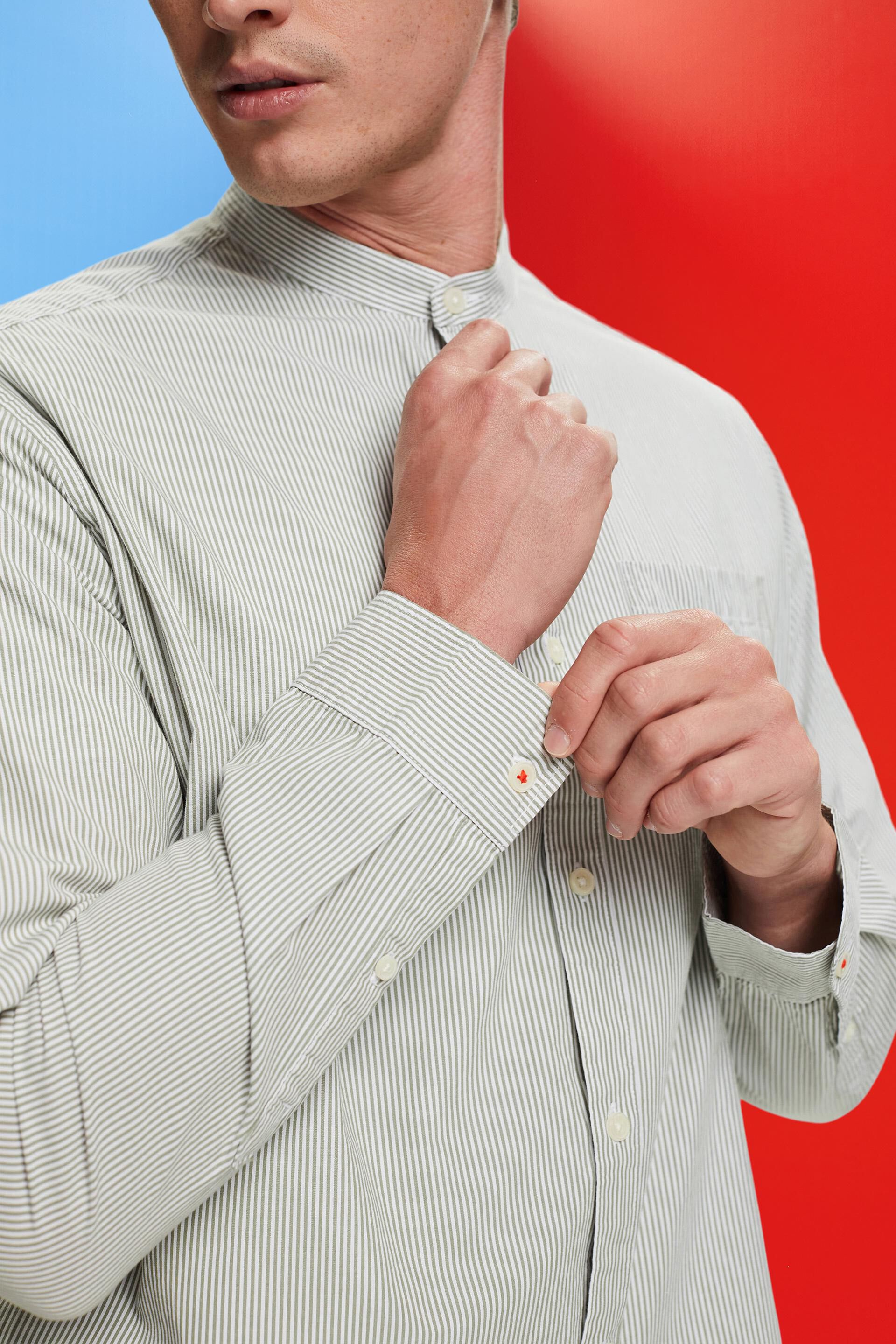 Chemise en coton à rayures tennis et col Mao