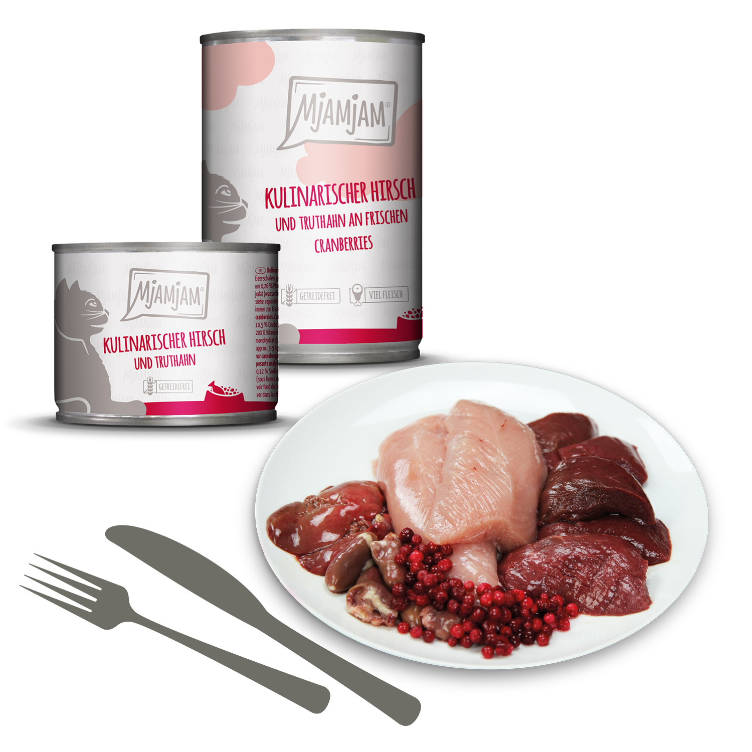 kulinarischer Hirsch und Truthahn an frischen Cranberries