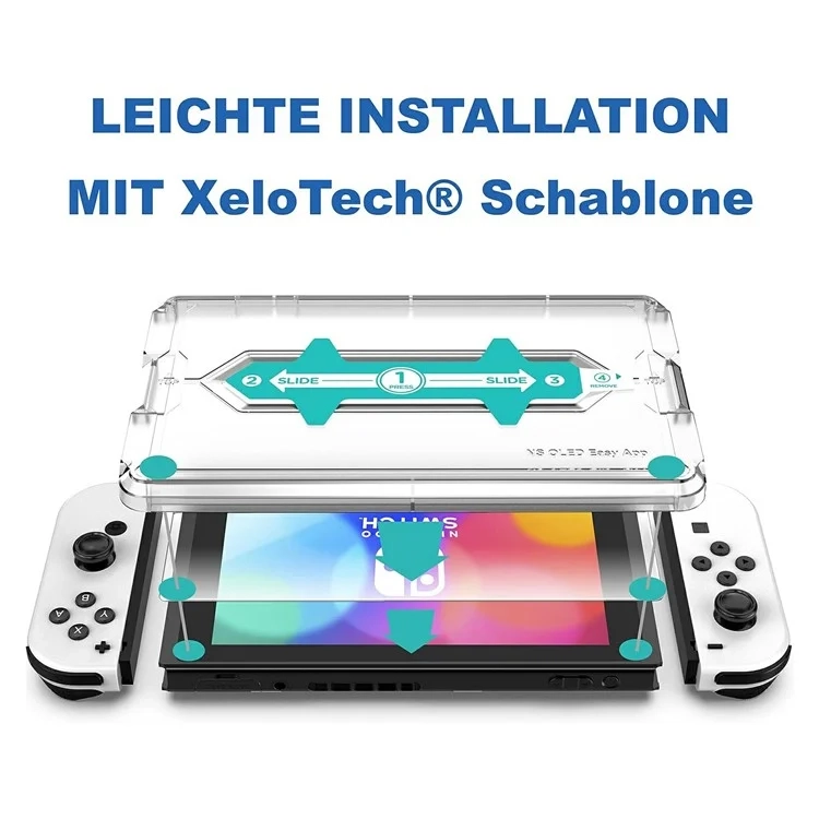 Panzer Glas Display / Displayschutzfolie mit montagerahmen für Nintendo Switch   Staubentferner-Werkzeug - Transparent