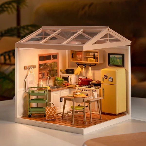 (152-tlg. Set) Rolife Super Store Modell Bausatz DIY Miniatur Küche für Smiski Figuren (DW008) - Happy Meals Kitchen