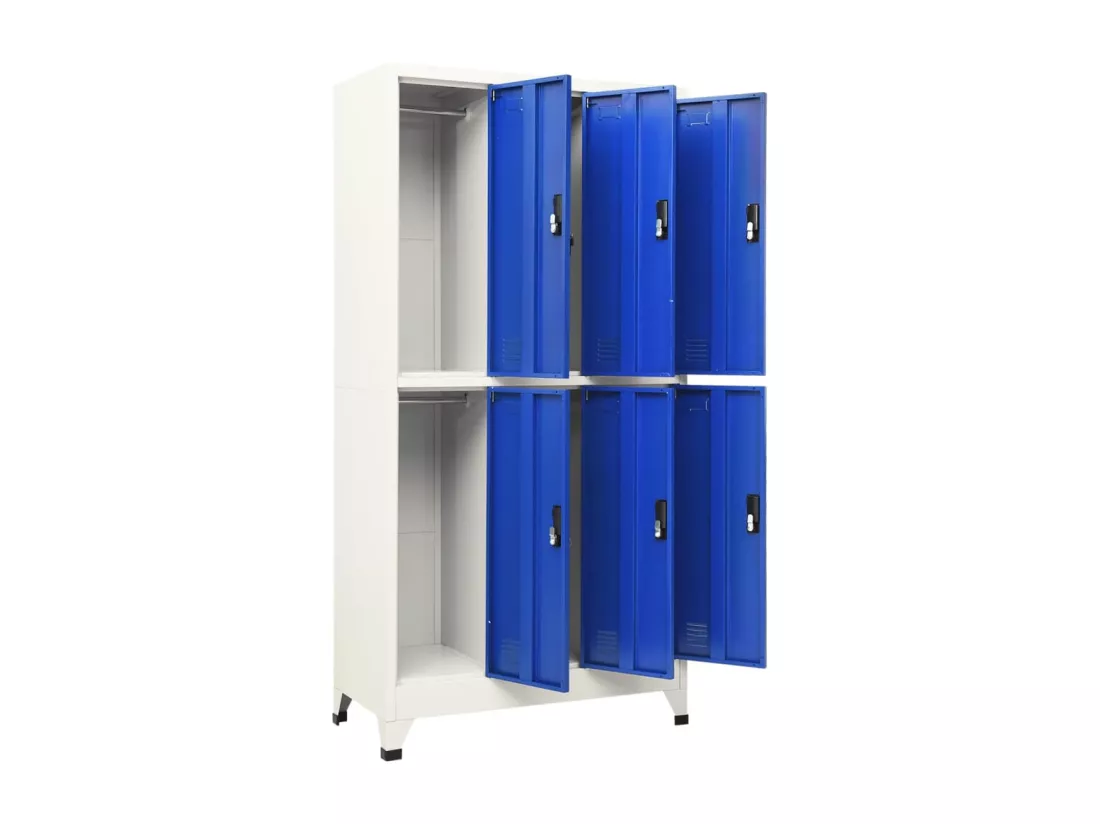 Armoire à casiers Gris et bleu 90x45x180 cm Acier