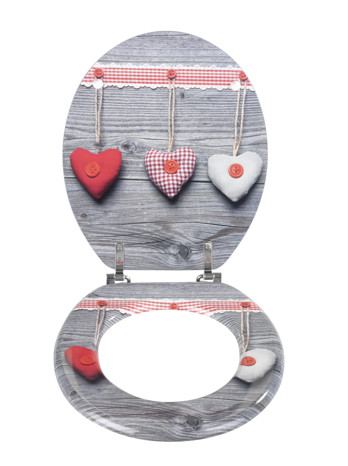 WENKO WC-Sitz BAVARIAN HEARTS - grau-rot