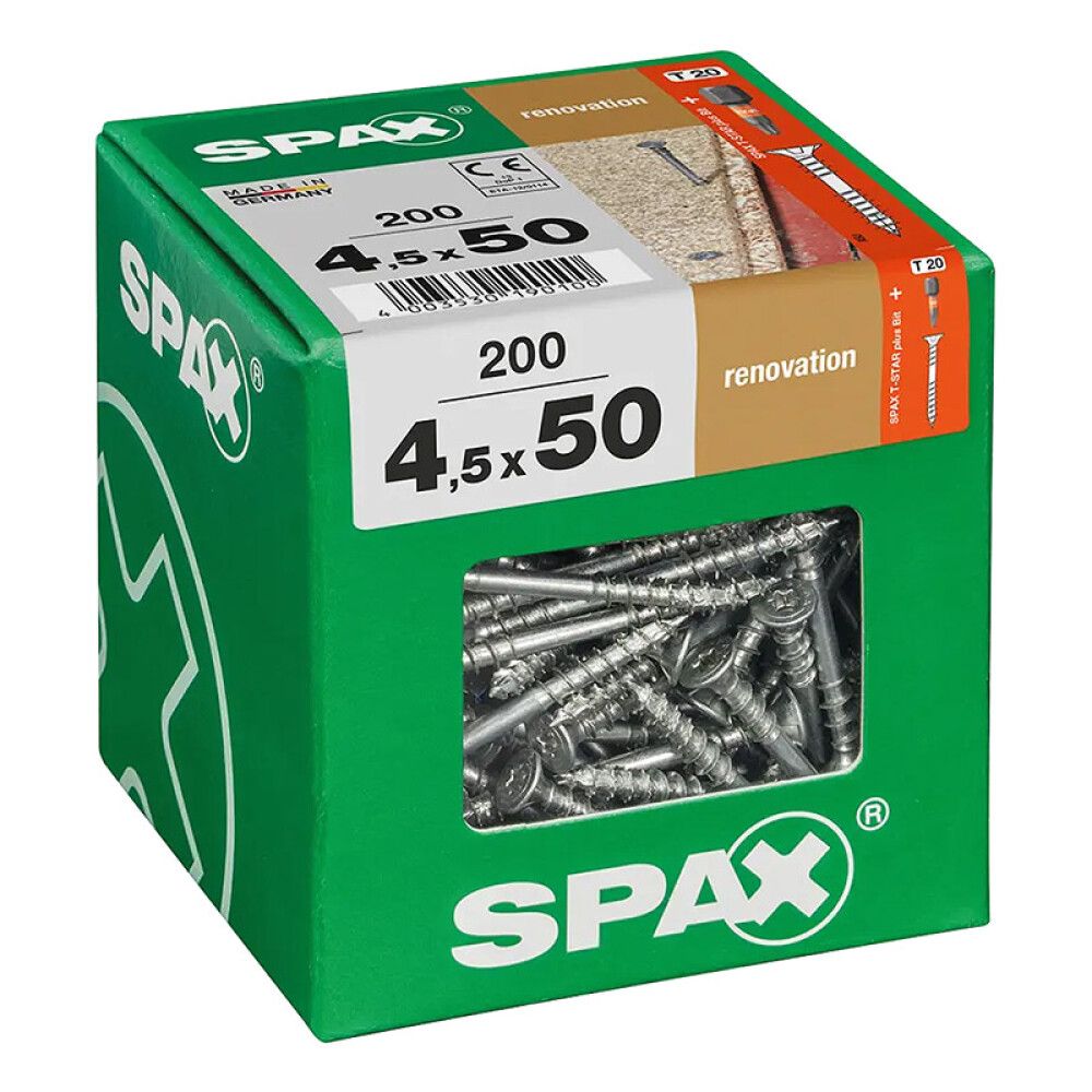 GULVSKRUE SPAX WIROX 4,5X50MM 200 STK