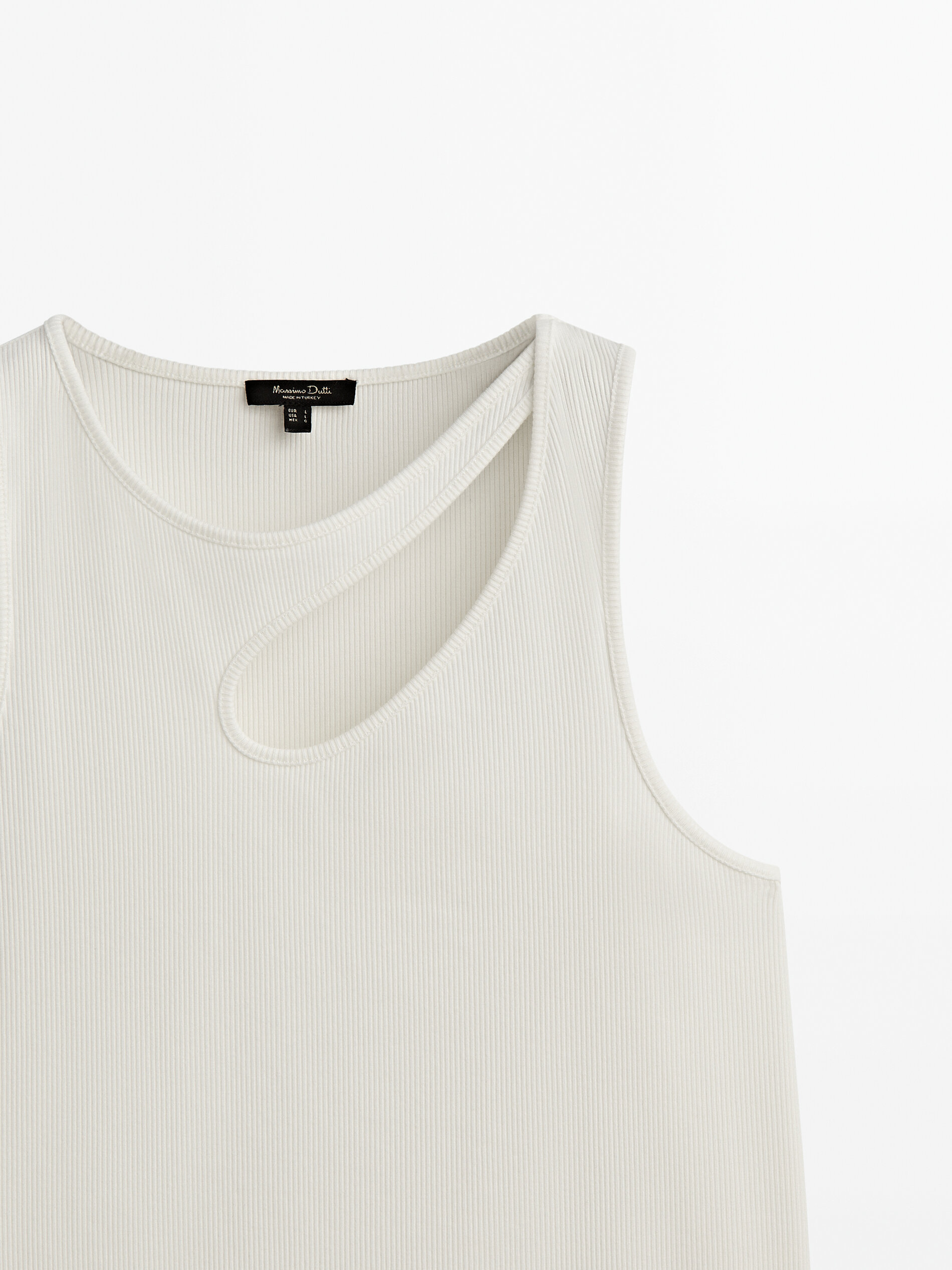 Camiseta cortada canalé - CRUDO
