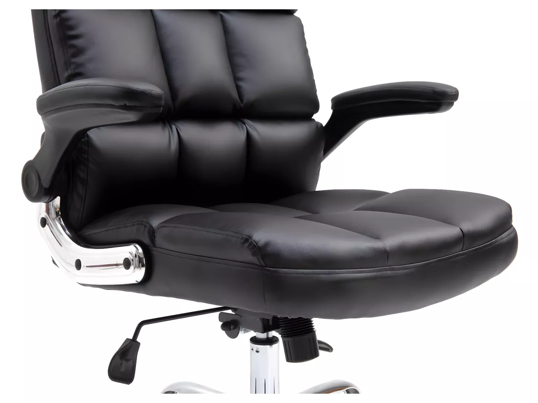 Chaise de bureau MCW-J21, similicuir noir