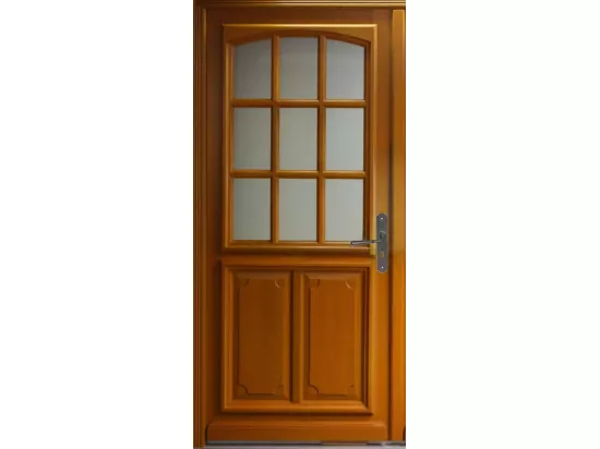 Porte D'Entree Bois Vitree, Marine, H,200Xl,90 P,Gauche + Poignée Et Barillet (Ref 010403Rfp) Cotes Tableau