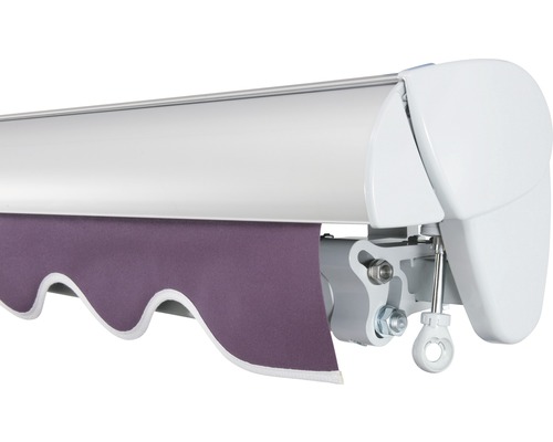 SOLUNA Halfcassette zonnescherm Classic 2,5x1,5, doekdesign 7554, frame E6EV1 zilver geëloxeerd, aandrijving rechts inclusief slinger