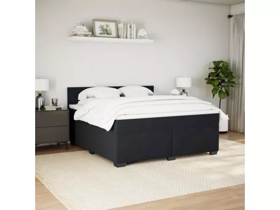 Sommier à lattes de lit avec matelas Noir 180x200 cm Velours