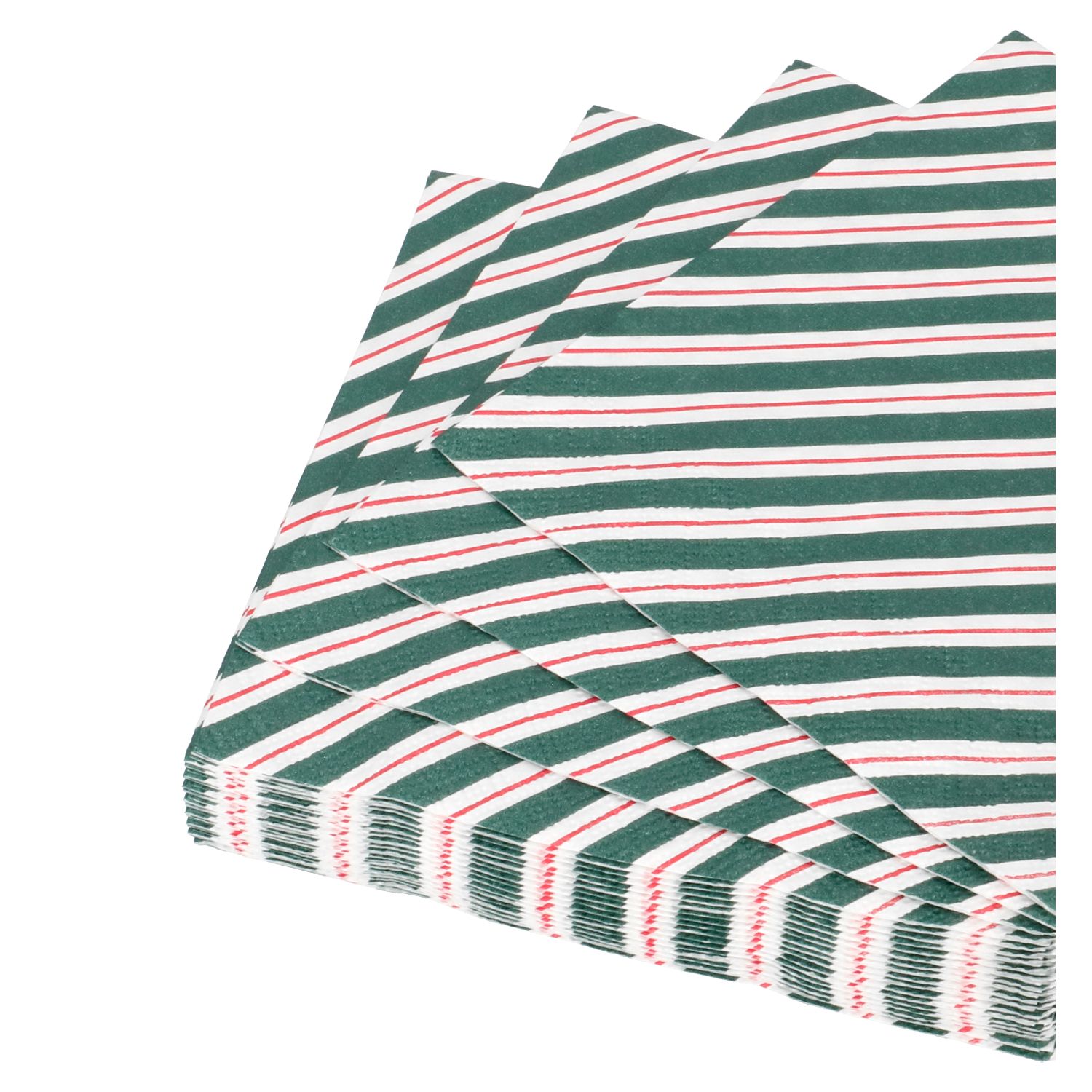 Servetten, papier, rode en groene streep, 25 x 25 cm, 20 stuks