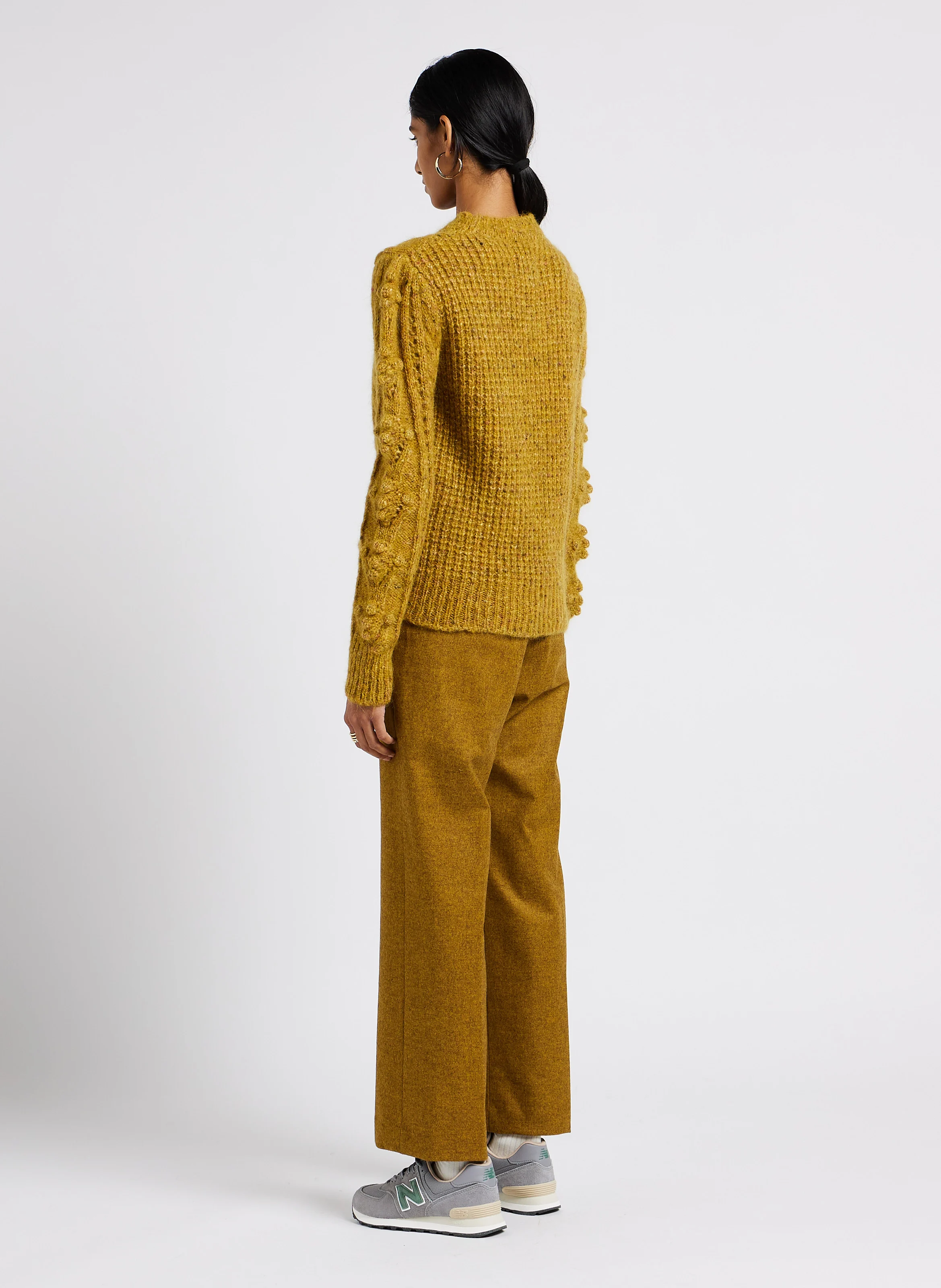 MARTINA - Pull droit col rond en laine mélangée | Jaune