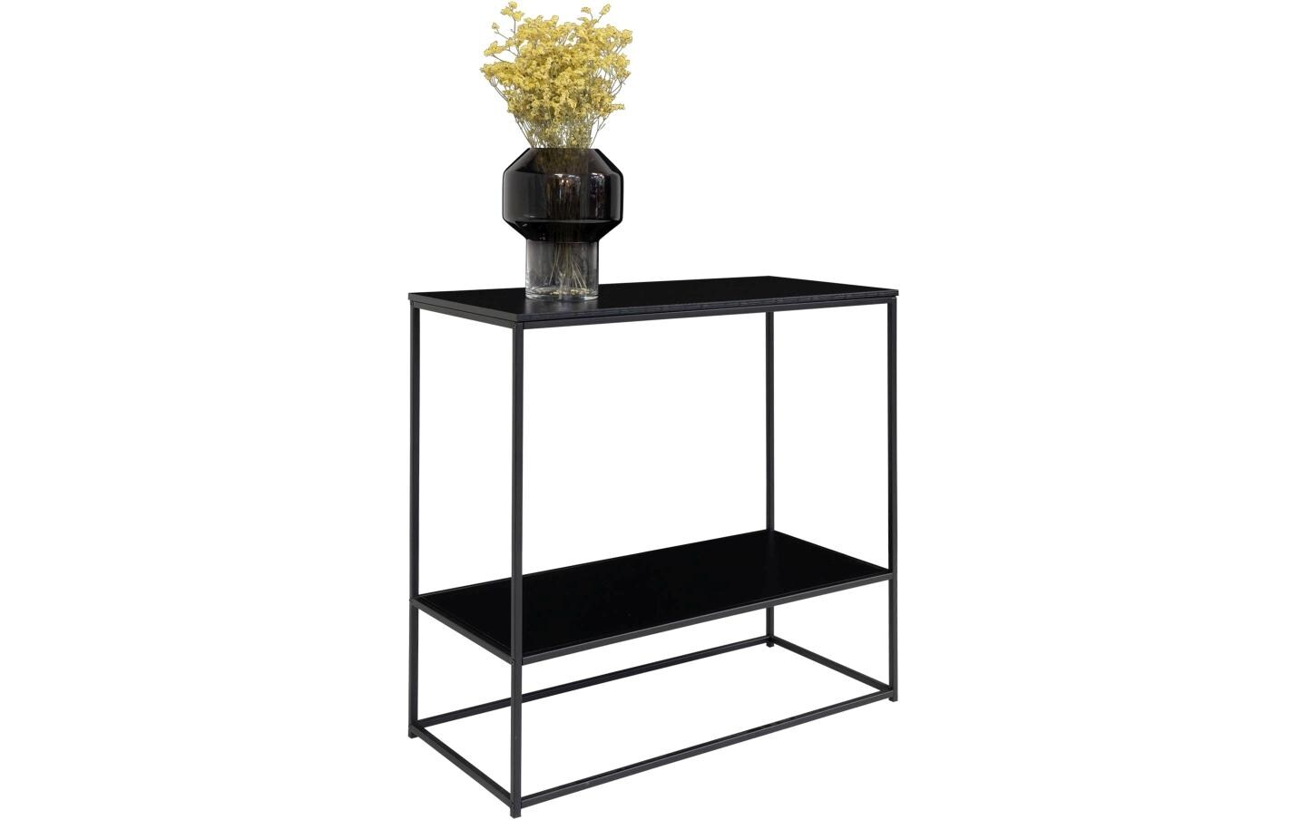 Konsolentisch Vita 80 x 80 cm, SchwarzKonsolentisch mit zwei Ablagen