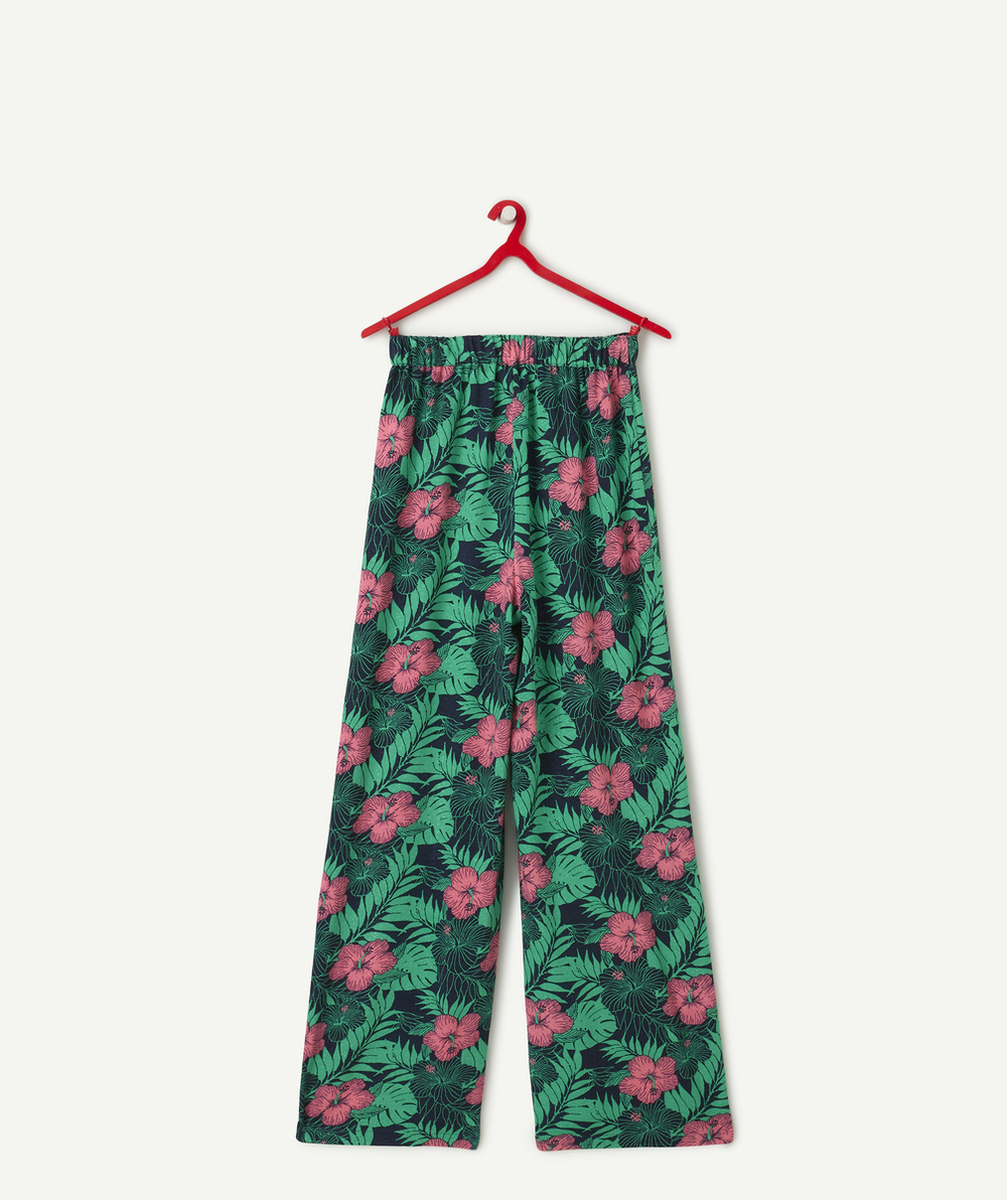 pantalon large fille en viscose responsable imprimé tropical