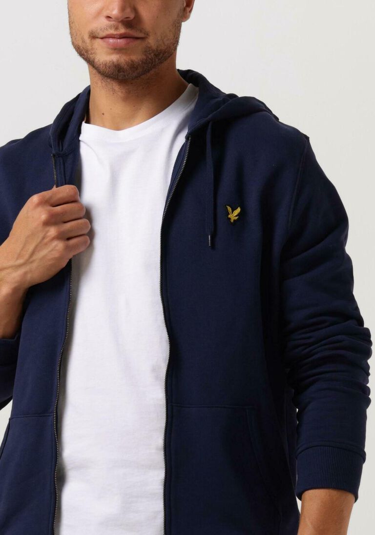 LYLE & SCOTT donkerblauwe lyle & scott trui zip through hoodie