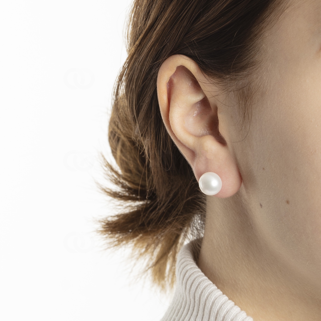 Ohrstecker 750/18 K Gelbgold mit Süsswasser-Kulturperle Ø 9.5mm