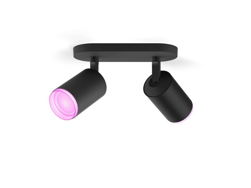 Philips Hue White & Color Ambiance Fugato 2er-Spot Schwarz 2er-Spot mit Weisstönen und mehr als 16 Millionen Farben