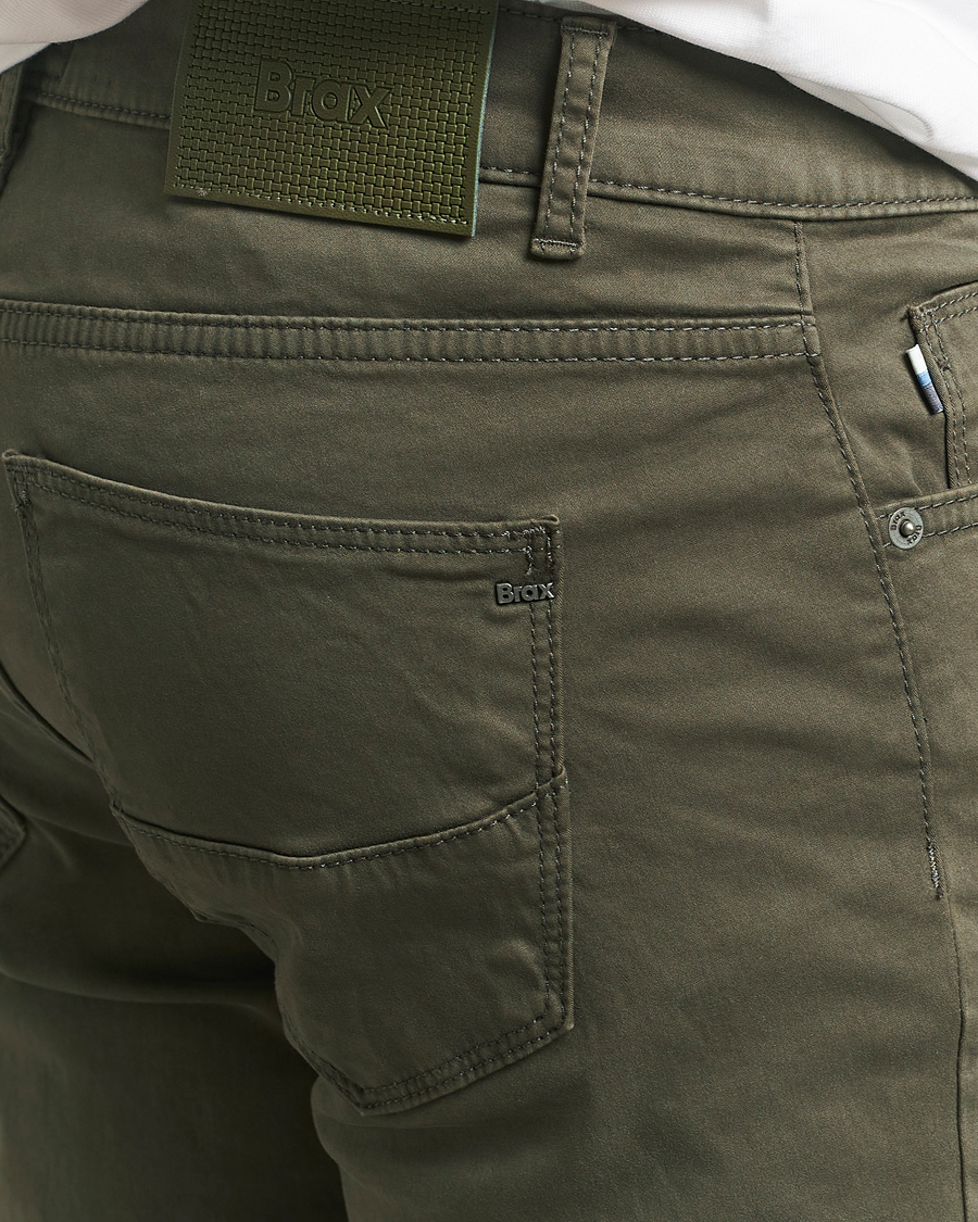 Brax Cadiz Cotton Satin 5-Pocket Pants Olive