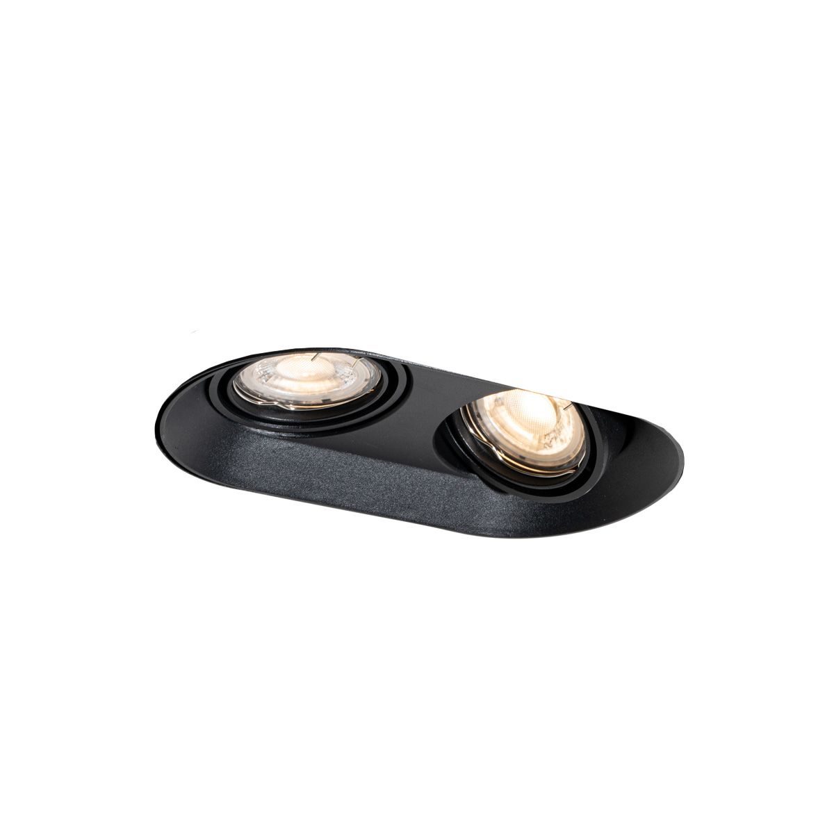 Afgeronde inbouwspot zwart GU10 50mm 2-lichts - Hubs
