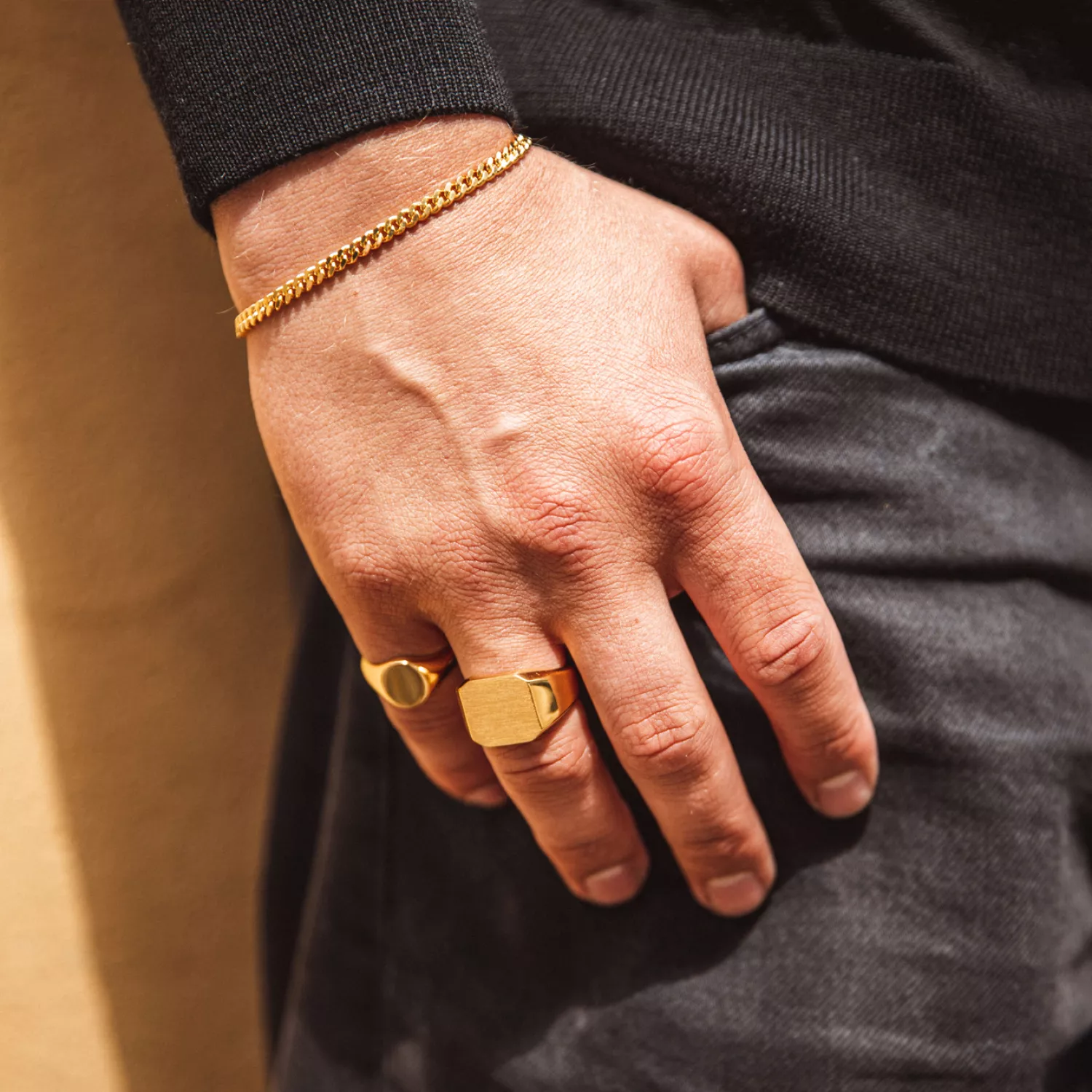 IX Studios Octagon Signet Ring 22 kt. Forgyldt Sølv DMN0290GD