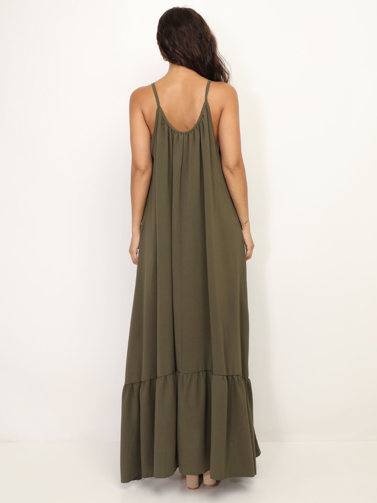 Robe fluide à bas évasé et volonté- Kaki